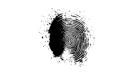 Wall Mural - detailed fingerprint on grunge background symbolizing identity verification. vector style white and 