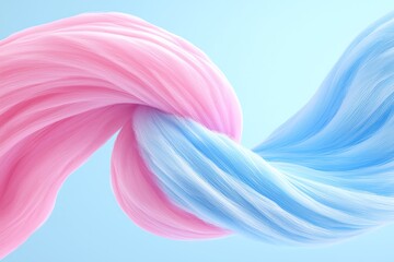 Leinwandbilder - Abstract Pink and Blue Fibers Twisting Together Against Light Blue Background