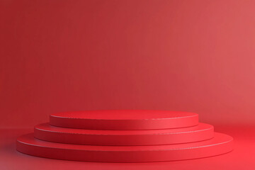 Poster - red podium pedestal stage for luxury event designed generative ai
