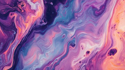 Poster - This artwork features a captivating blend of vibrant colors, showcasing swirling patterns of pink, purple, and blue. The dynamic textures create a sense of movement and depth