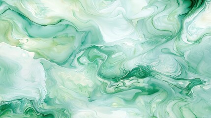 Poster - Swirling shades of green and white create a mesmerizing abstract background, resembling natural marble. The fluid design showcases smooth transitions and dynamic shapes