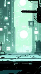 Poster - Futuristic City Scene with Architectural Designs and Glowing Effects