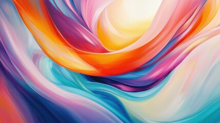 Poster - Colorful swirls blend harmoniously, with shades of pink, orange, blue, and yellow flowing together in an abstract composition that evokes emotion and inspires creativity
