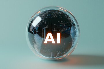 Poster - AI in the Sphere: A conceptual image of artificial intelligence, with the letters 