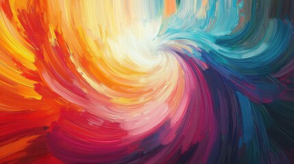 Poster - An explosion of vivid colors forms a swirling pattern that captivates the viewer's eye, showcasing a harmonious blend of warm and cool hues in an abstract composition