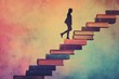 © Salander Studio - silhouette of a person climbing stairs made out of books
