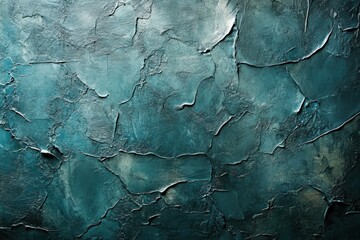 Poster - Abstract teal stucco wall texture with rough surface and artistic cracked pattern for background use