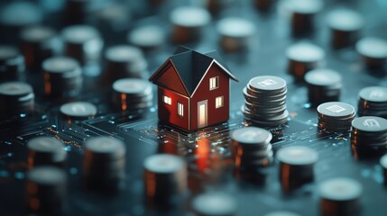 Aufkleber - Futuristic Real Estate Concept with Sinking Fund and Digital Background