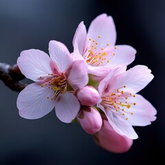 Poster - A close up of a pink flower with a dark background