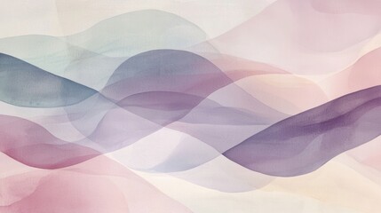 Poster - Swirling pastel waves in shades of lavender, pink, and soft blue form a serene and enchanting abstract backdrop, perfect for inspiring creativity and calmness