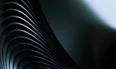 Fototapete - Dark Minimalist Curved Pattern Background with Elegant Light Effects