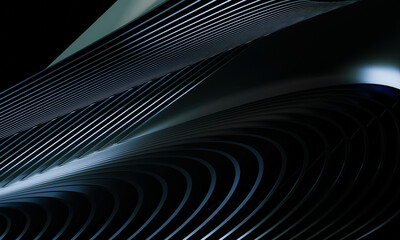 Fototapete - Abstract Modern Gradient Lines: Futuristic Black and Blue Design