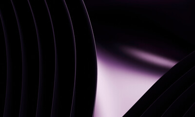 Fototapete - Elegant Deep Purple Waves on Black Background with Subtle Light Reflection