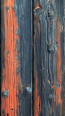 Poster - Close-up view of a weathered wooden fence displaying rust and reclaimed wood grain pattern for artistic appeal