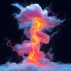 Poster - Vibrant pink and red liquid swirling together creating an electric tornado formation in a stunning digital artwork
