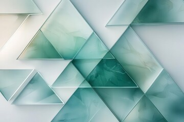 Poster - Geometric triangle formations made of frosted glass arranged under crisp, soft light