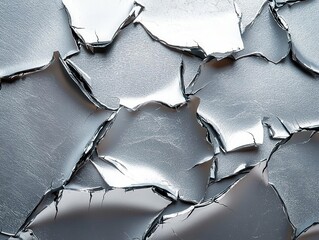 Poster - Dynamic interplay of torn metallic sheets under crisp, high-contrast illumination