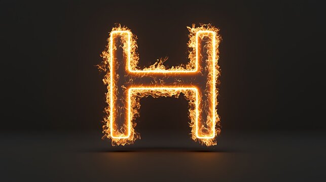Fiery Letter H 3D Render