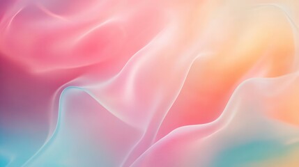 Poster - A soft, blurred pastel background with flowing abstract shapes, creating a sense of balance and mental well-being. Copy space.