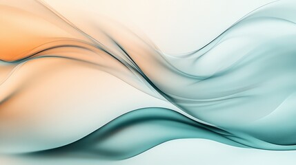 Poster - A soft, blurred pastel background with flowing abstract shapes, creating a sense of balance and mental well-being. Copy space.