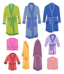 Poster - cartoon color different bathrobe set isolated on a white background concept flat design style. vecto
