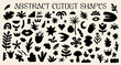 © WeirdyTales - Abstract cutouts shapes design elements set with vector illustration of different types exotic leaves and flowers, tropical plants, birds, folk nature objects, geometric silhouette in boho aesthetic