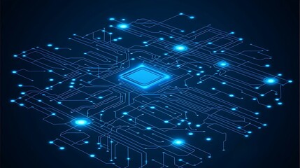 Poster - Futuristic technological background depicting circuit board and glowing components