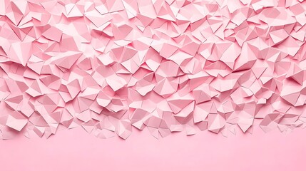 Poster - Geometric abstraction in soft pink hues with a faceted paper-like texture