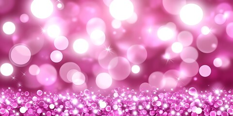 Poster - Glittering pink sphere bokeh background with radiant star lights for dreamy moments