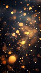 Poster - Abstract golden bokeh lights on dark black background creating a magical and festive atmosphere perfect for celebration