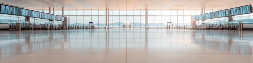 Poster - detailed view of airport departure gates with digital screens displaying flight information captured in focus