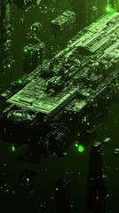 Poster - Abstract digital rendering showing futuristic buildings and floating structures