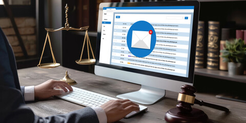Poster - email notification message showing on computer screen brisk. digital marketing message information t