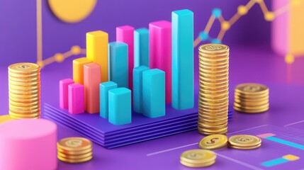 Poster - A D data visualization of business planning with projected market trends and growth potential.
