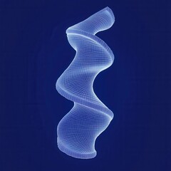 Poster - Abstract Wireframe Helix on Deep Blue Backdrop a Captivating Display of Modern Design and Geometric Precision