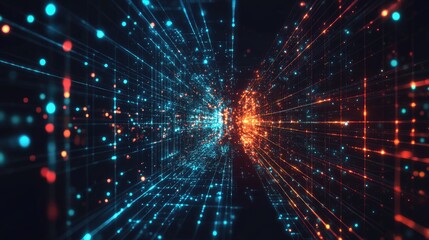 Poster - A cyber network interface with real-time data exchange and AI-driven connections.