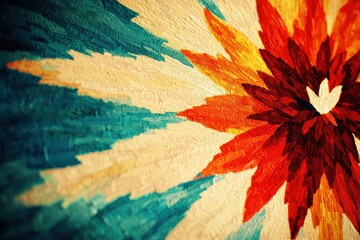 Poster - A vibrant abstract floral artwork featuring intricate textures and bold colors, reminiscent of an oil painting, creating an eye-catching and dynamic visual display in detail.