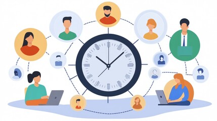 Poster - A digital time management ecosystem showing remote work scheduling and efficient planning.