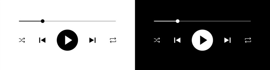 Poster - icon media music player in vector. modern playback of music application. multimedia navigation on smartphone device. Vector 10 eps.