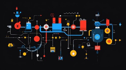 Poster - A dynamic workflow chart with arrows symbolizing business growth and innovation.