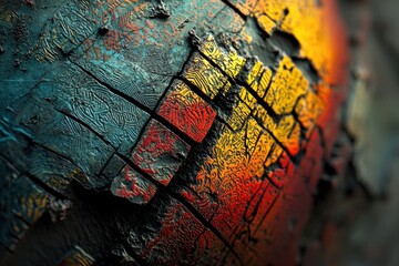 Poster - abstract colorful mosaic texture with intricate patterns and vibrant hues, creating a visually strik