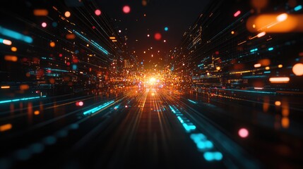 Poster - A futuristic AI-powered networking system analyzing real-time data packets.