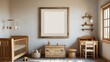 © jayanta - Mock up frame in a kids' room with furnishings made of natural wood.