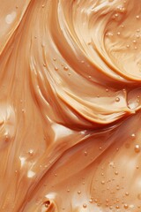 Poster - Abstract caramel swirl background with glossy texture and tiny water droplets for food and cosmetic concept