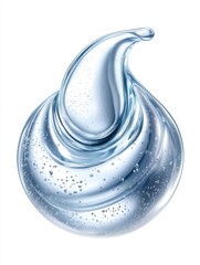 Poster - Abstract liquid swirl with bubbles on white background showcasing purity and clarity for cosmetic industry