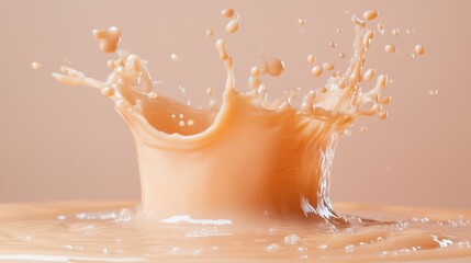 Poster - captivating moment of liquid explosion a dynamic splash of creamy beverage in a studio shot against 