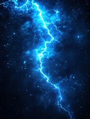 Poster - Electric Blue Lightning Bolt Striking Through a Dark Cosmic Sky Creating a Powerful Visual Effect for Space Exploration