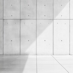 Poster - Minimalist concrete wall with geometric pattern and soft light creating a modern architectural space design and monochrome aesthetic for interior design inspiration