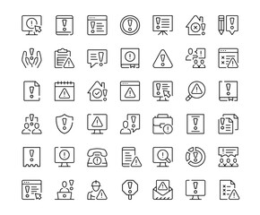 Fototapete - Warning icons. Outline symbols collection. Premium vector line icons set