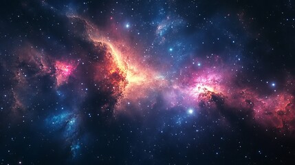 Wall Mural - A breathtaking deepspace panorama featuring nebulae and galaxies highlighting the infinite wonders of the cosmos